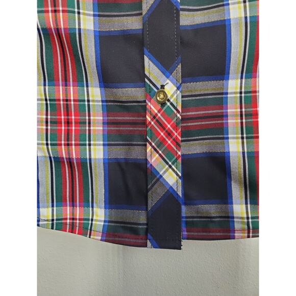 NEW Talbots Button Down Top Womens 4 Plaid Long Sleeve Holiday Gold Metallic - Picture 2 of 10